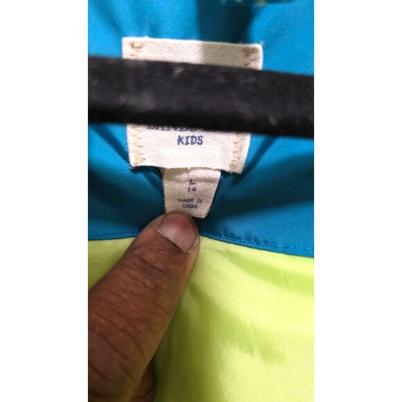 Land's End Kids Hooded Ski Winter Jacket Blue & Lime Green Size 14 - Picture 8 of 8